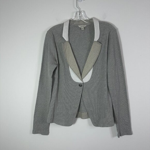 New J. Peterman Women's Size XL Gray Single Button Front V Neck Shirt Cardigan - Picture 1 of 12